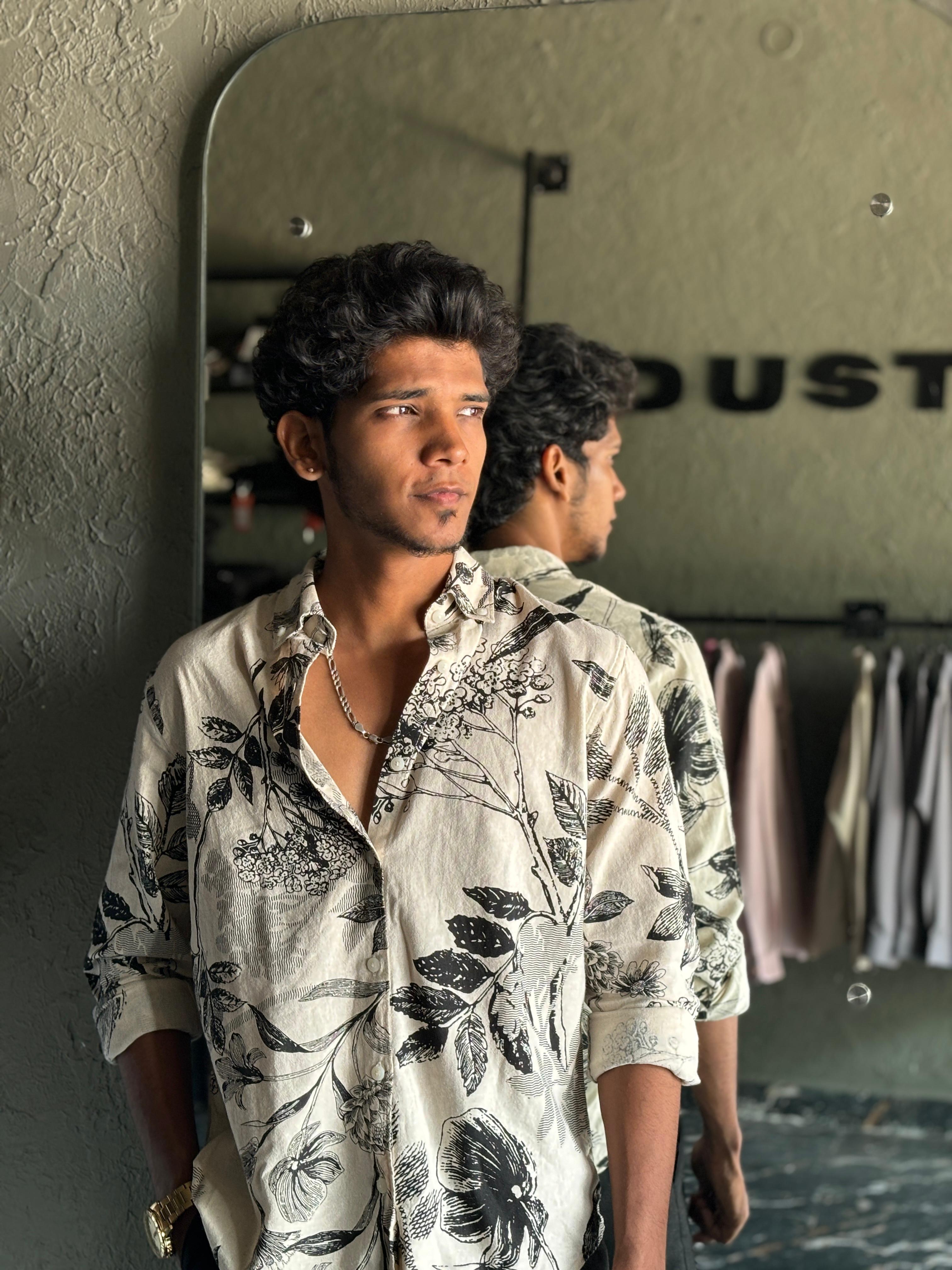 Black floral printed shirts