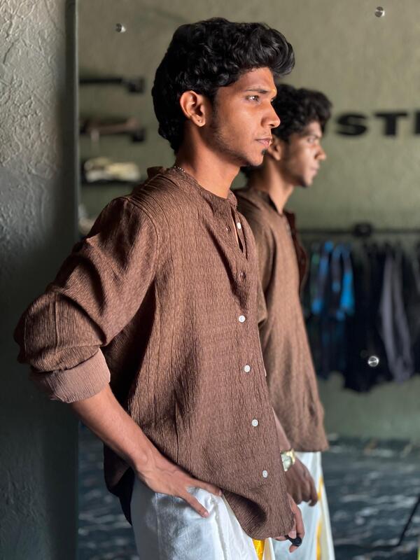 Brown mandarin shirts Brown mandarin shirts