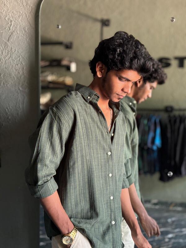 Green Textured Shirt