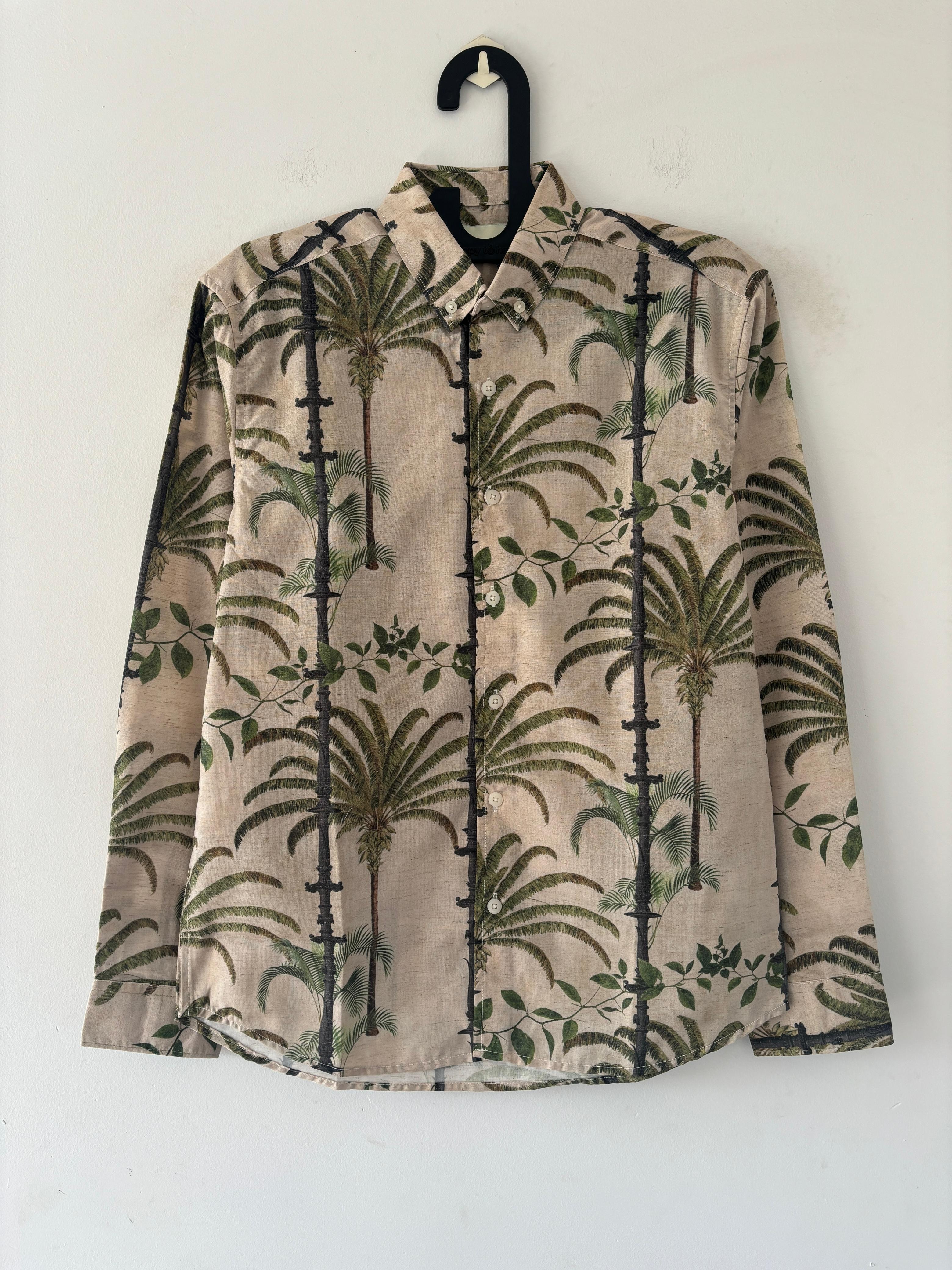 Beige and green printed shirt Beige and green printed shirt